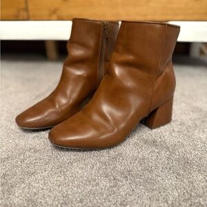 Brown Booties w/ Almond Shape Toe. Size 9.5